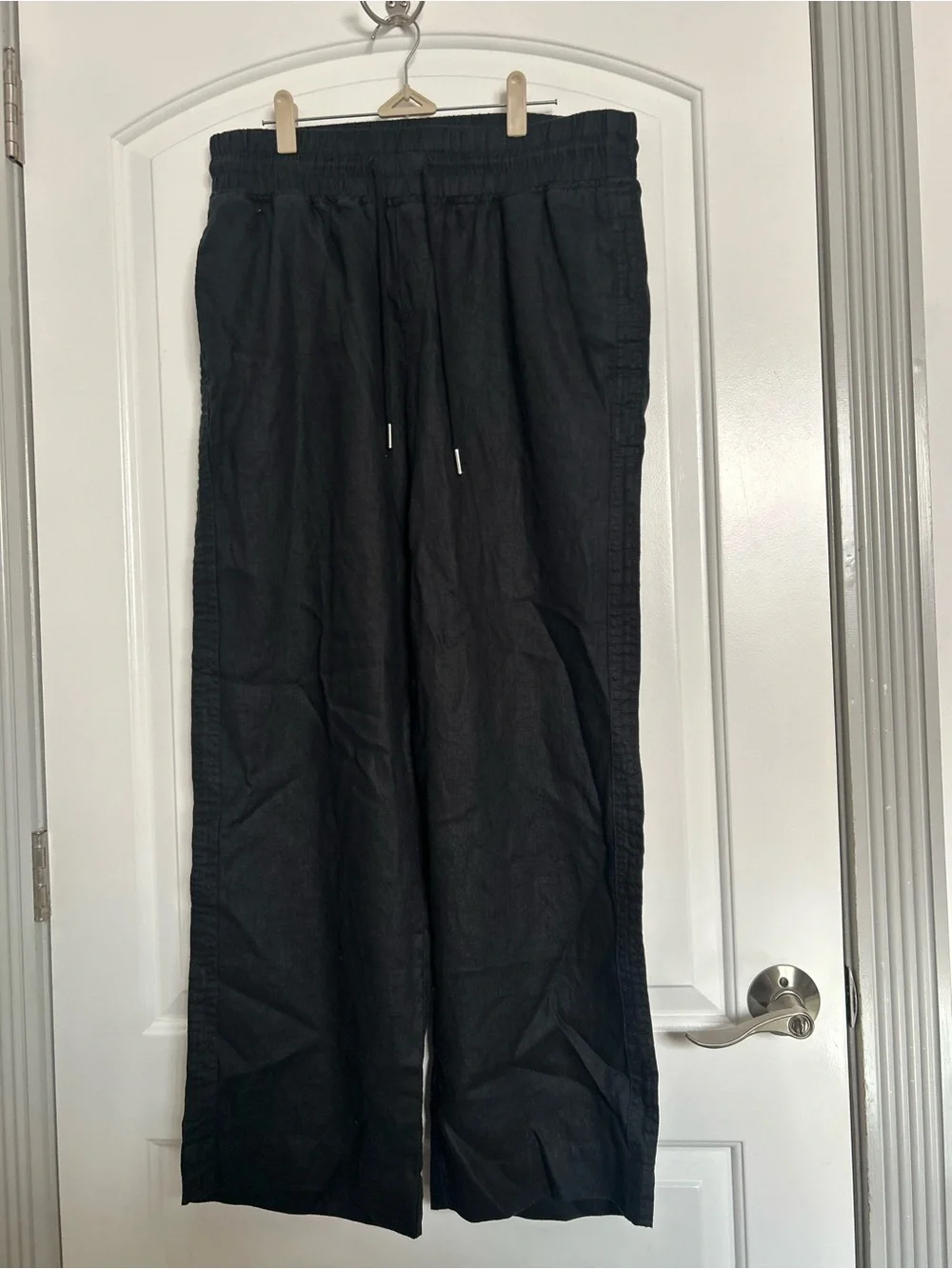 Quince Black Wide Leg Linen-Blend Pants
